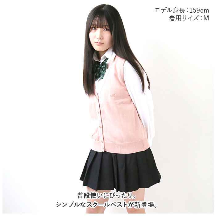 スクールベスト 前開き 通販 ベスト スクール 制服 チョッキ 前あき ニット 女子 女の子 高校生 中学生 学生 前ボタン 通学 通勤 シンプル 無地 洗える スクールニット Vネック ノースリーブ メンズ レディース オールシーズン backyard-10340013 BACKYARD FAMILY ママタウン サンプル画像2