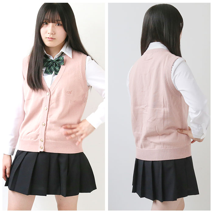 スクールベスト 前開き 通販 ベスト スクール 制服 チョッキ 前あき ニット 女子 女の子 高校生 中学生 学生 前ボタン 通学 通勤 シンプル 無地 洗える スクールニット Vネック ノースリーブ メンズ レディース オールシーズン backyard-10340013 BACKYARD FAMILY ママタウン サンプル画像3