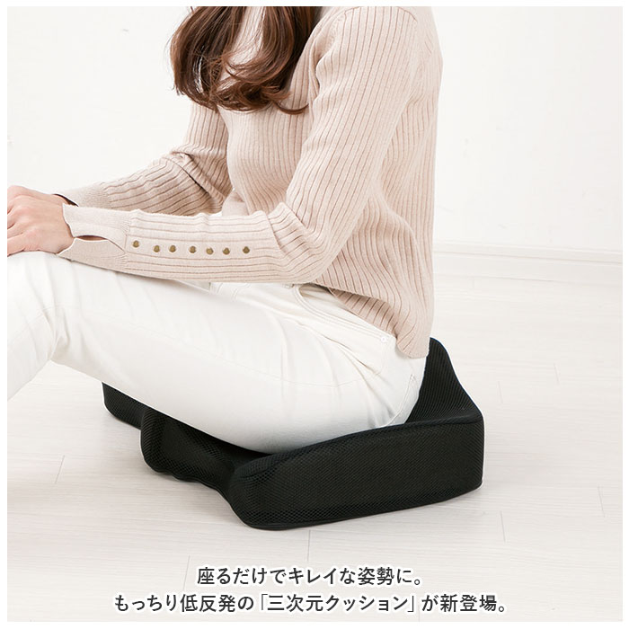 クッション 低反発 通販 もっちり低反発 三次元クッション 椅子クッション イス いす チェアクッション 座布団 車 運転 デスクワーク オフィス 父の日 母の日 敬老の日 ギフト おしゃれ NRY-HKC46BK インテリア backyard-10340372 BACKYARD FAMILY ママタウン サンプル画像2