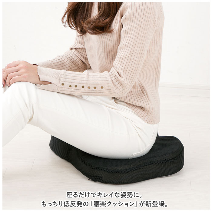 クッション 低反発 通販 もっちり低反発 腰楽クッション 椅子クッション イス いす チェアクッション 座布団 車 運転 デスクワーク オフィス 父の日 母の日 敬老の日 ギフト おしゃれ NRY-KRC43BK インテリア backyard-10340373 BACKYARD FAMILY ママタウン サンプル画像2