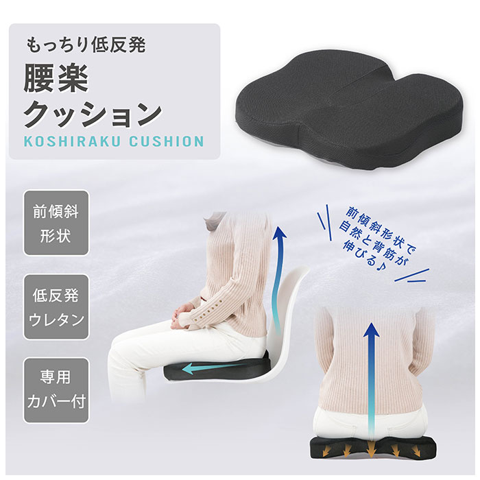 クッション 低反発 通販 もっちり低反発 腰楽クッション 椅子クッション イス いす チェアクッション 座布団 車 運転 デスクワーク オフィス 父の日 母の日 敬老の日 ギフト おしゃれ NRY-KRC43BK インテリア backyard-10340373 BACKYARD FAMILY ママタウン サンプル画像3