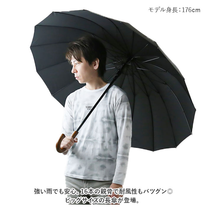長傘 メンズ 通販 雨傘 ジャンプ傘 16本骨傘 傘 かさ カサ 紳士傘 はっ水 撥水 大...