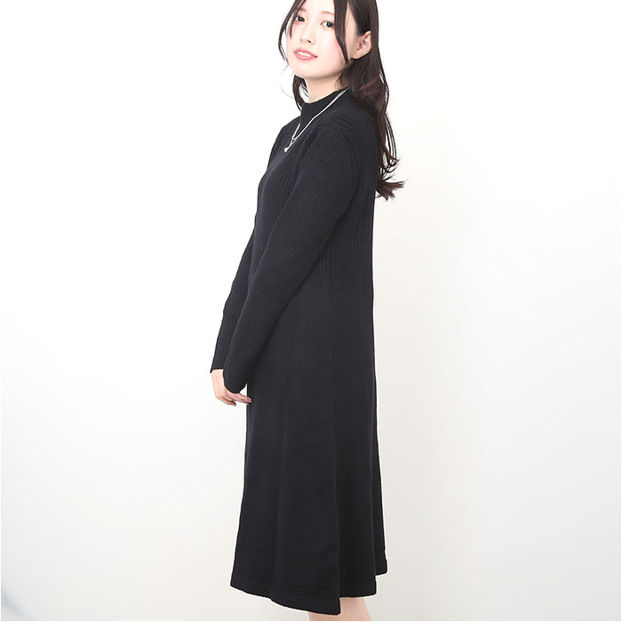 ニットワンピース レディース マキシワンピース ニットドレス 通販 ニットワンピ ニット ワンピ ワンピース Aラインスカート Aライン きれい目 切り替え 丸首 長袖 ロング丈 ロング 暖かい あたたかい あったか シンプル カジュアル 無地 秋 冬 秋冬 backyard-10346923 BACKYARD FAMILY ママタウン サンプル画像3