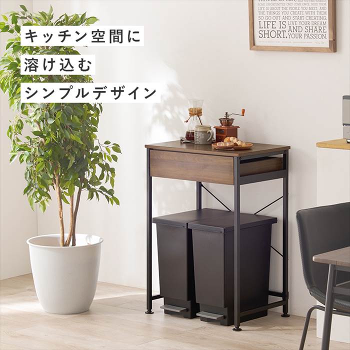 ゴミ箱上 ラック おしゃれ 通販 KR-3770 ごみ箱上ラック キッチンラック 引き出し付き 収納付き ダストボックス 2分別 作業スペース 補助テーブル シンプル 幅60.5×奥行42×高さ85.5cm 隙間収納 キッチン収納 収納家具 インテリア backyard-10349027 BACKYARD FAMILY ママタウン サンプル画像3