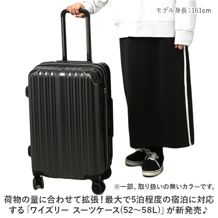 ワイズリー スーツケース 338-2402 通販 キャリーケース キャリーバッグ 旅行カバン 旅行かばん メンズ レディース Mサイズ 52L - 58L コインロッカーに入る TSAロック 鍵 抗菌 軽量 海外旅行 ダブルキャスター wisely バッグ backyard-10348107 BACKYARD FAMILY ママタウン サンプル画像2