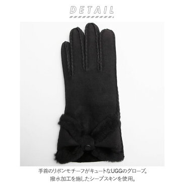 ugg レディース 手袋 通販 ブランド UGG アグ SHEEPSKIN TURNED BOW GLOVE シープスキン ターン ボウ グローブ 革 撥水 はっ水 暖かい 防寒 おしゃれ シンプル 無地 かわいい リボン 上品 ファー 誕生日 クリスマス 記念日 ギフト プレゼント