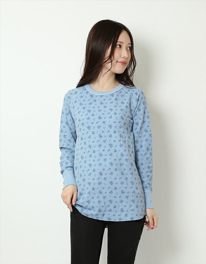ロングtシャツ レディース 長袖 通販 JEMORGAN ジェーイーモーガン 長袖Tシャツ 花柄 ワッフル素材 カットソー トップス オシャレ お洒落 かわいい リラックスウェア カジュアル サーマルウェア レディースウェア 通勤 通学 普段着 backyard-10352141 BACKYARD FAMILY ママタウン サンプル画像2