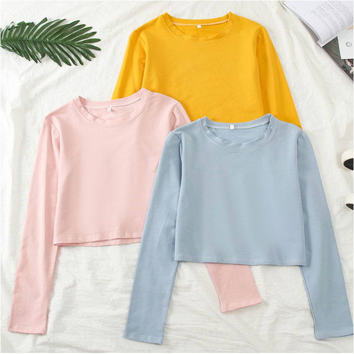 長袖tシャツ レディース かわいい 通販 長袖ショートt シャツ ショート丈 ラウンドネック トップス カジュアル インナー 無地 カットソー おしゃれ オシャレ シンプル プルオーバー 通勤 通学 ナチュラル 婦人服 お出かけ ファッション backyard-10352873 BACKYARD FAMILY ママタウン サンプル画像3