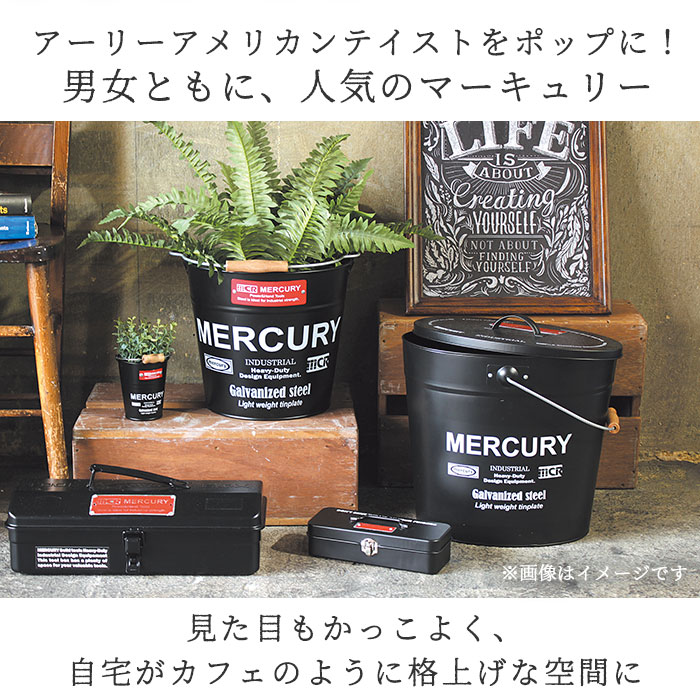 マーキュリー バケツ 通販 おしゃれ 蓋つき 蓋付き フタ付 ふた付き ブリキ ガーデニング シンプル MERCURY ゴミ箱 ダストボックス オーバル 楕円 収納 アメリカン DIY 掃除用品 backyard-10018272 BACKYARD FAMILY ママタウン サンプル画像2