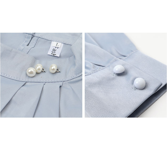 ブラウス 長袖 秋冬 レディース きれいめ 通販 シャツブラウス シャツ トップス プルオーバー おしゃれ オシャレ オフィス フォーマル スーツ インナー ハイネック 襟なし ウエーブタック パール 無地 シンプル 通勤 通学 卒業式 入学式 かわいい