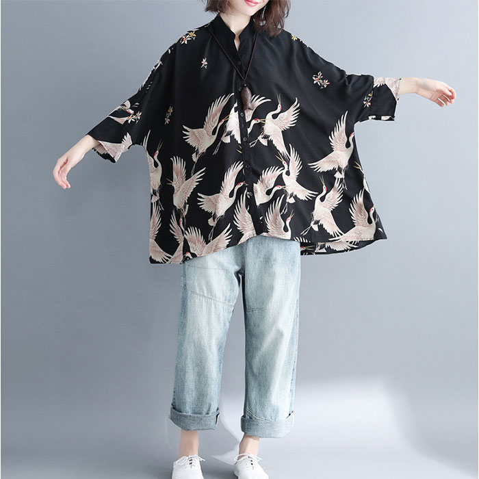 七分袖 レディース シャツ 通販 7分袖 スキッパーシャツ スキッパー ブラウス 和柄 ゆったり ビッグサイズ オーバーサイズ シャツブラウス 体型カバー 羽織 春夏 春 夏 おしゃれ 大人 女性 女子 カジュアル トップス レディースファッション backyard-10363667 BACKYARD FAMILY ママタウン サンプル画像3
