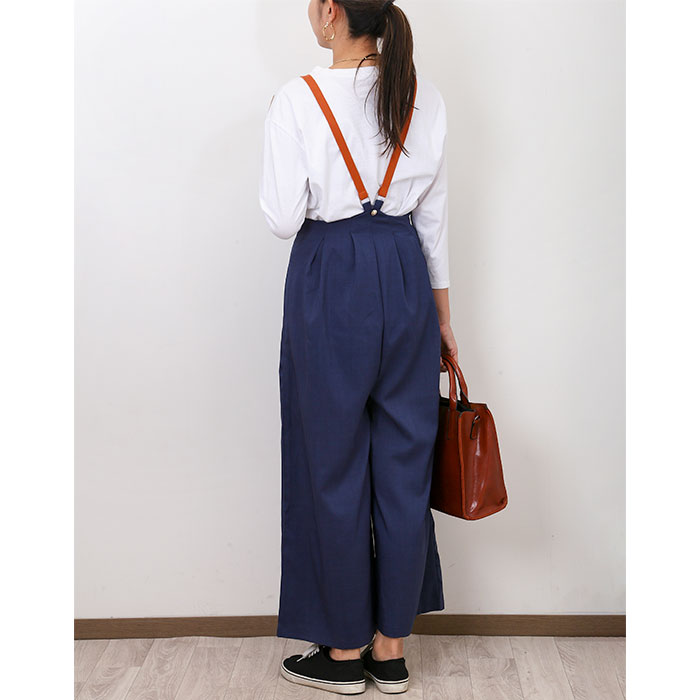 サロペット レディース 通販 ワイドパンツ パンツ つなぎ サロペ オーバーオール オールインワン ロング ロング丈 体型カバー ゆったり きれいめ シンプル 無地 ボタン 通勤 通学 春 夏 秋 大人 カジュアル おしゃれ オシャレ backyard-10364076 BACKYARD FAMILY ママタウン サンプル画像3