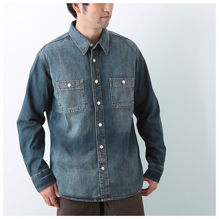 ヒューストン デニムシャツ 通販 houston シャツ デニム メンズ アメカジ ブランド HOUSTON USA COTTON DENIM WORK SHIRT 40511 シンプル ワークシャツ コットン 厚手 長袖 カジュアルシャツ トップス backyard-10019764 BACKYARD FAMILY ママタウン サンプル画像3