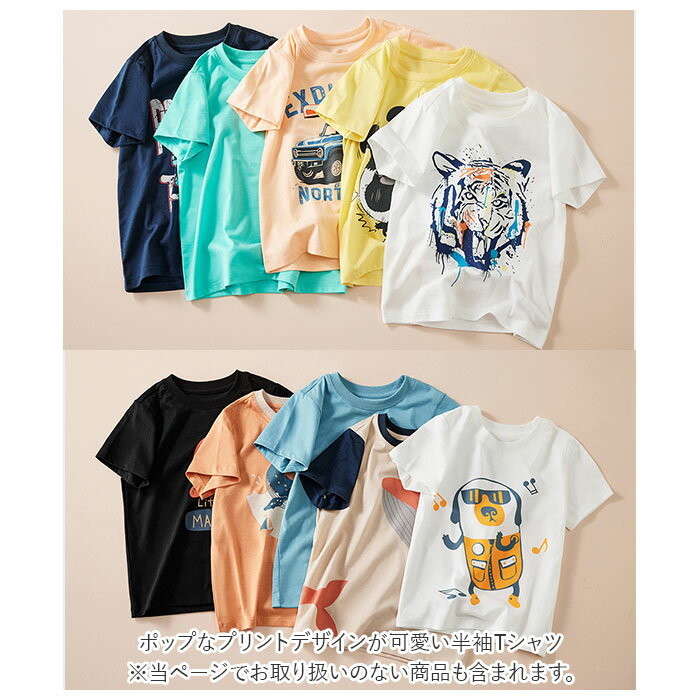 tシャツ キッズ 通販 半袖 パジャマ ボーイズ ガールズ 男の子 女の子 子供服 ティーシャツ カジュアル デザイン トラ 犬 ジープ クジラ マジック 飛行機 恐竜