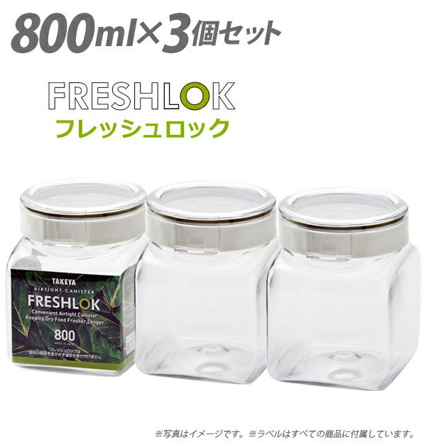 フレッシュロック 800 保存容器 3個セット タケヤ TAKEYA FRESHLOK 角形 800ml 0.8L 通販 プラスチック製 密閉 大口径 ワンタッチ 高密閉 軽量 日本製 収納 ストッカー キャニスタ 容器 ストッカー 調味料容器 flesh800【3個セット】 4904776-513299-set3 4904776513299set