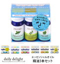 アロマスターターセット エッセンシャルオイル 精油3本セット daily delight デイリーディライト 通販 香り 芳香剤 アロマテラピー 初心者 スターターセット 香りの楽しみ広がる ユーカリ ゼラニウム スイートオレンジ 外あそびのお供 スースーさわやか スッキリさわやか レモン ペパーミント