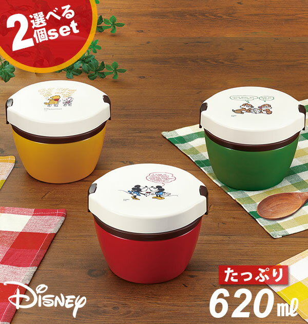 ランチボックス 2段 620ml 2個セット Disney ディズニー 通販 カフェ丼ランチ 保温 弁当箱 二段 二個 どんぶり ランチ 電子レンジ対応 食洗機対応 保温ランチ 保温弁当箱 ステンレス 真空断熱 レディース キッズ おそろい