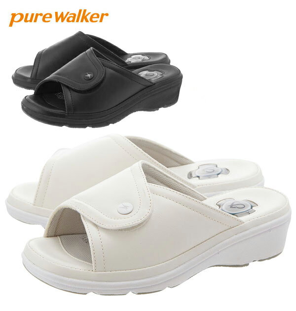 ナースシューズ ピュアウォーカー pure walker ナース サンダル プロフェッショナル スニーカーサンダル レディース 通販 疲れにくい 黒 白 スリッパ 衝撃吸収 静電気防止 静菌 防臭 足幅調節 可能 病院 看護師 オフィス シューズ マジコンフォートサンダル PW8511 02776