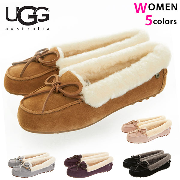 最終処分 UGG モカシン レディース アグ 通販 スリッポン リボン 本革 羊革 シープスキン ス ...