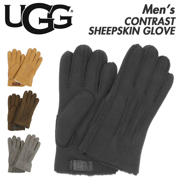 ugg メンズ 手袋 定番 コントラスト シープスキン グローブ CONTRAST SHEEPSKIN GLOVE ブランド UGG アグ 革 撥水 防寒 暖かい おしゃれ シンプル 無地 カジュアル はっ水 冬物 誕生日 クリスマス 記念日 ギフト プレゼント