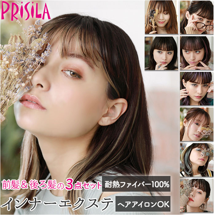 プリシラ めちゃ楽 インナーエクステ 通販 ウィッグ インナー エクステ ワンタッチ 前髪 後ろ髪 エクステンション おしゃれ コスプレ かつら つけ毛 セパレ...
