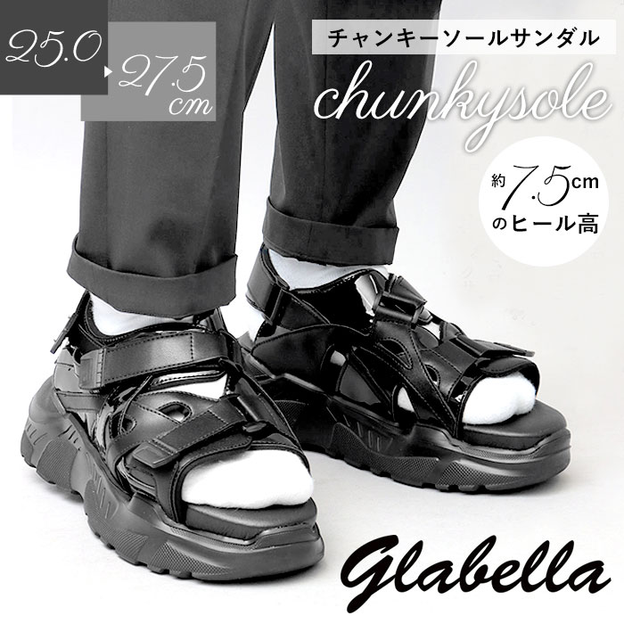 グラベラ サンダル glabella 通販 GLBT-266 スポーツサンダル 厚底サンダル メンズ ストラップサンダル オフィスサンダル コンフォートサンダル TRACK SANDALS トラックサンダル スポサン フェイクレザー 合成皮革 合皮 ブランド おしゃれ