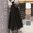 スカート フレアスカート ロング 通販 チュールスカート ウエストゴム ミモレ丈 フレア チュール ふんわり ひざ下 ロング ロング丈 Aライン ボリューム 裏地 上品 大人 広がる裾