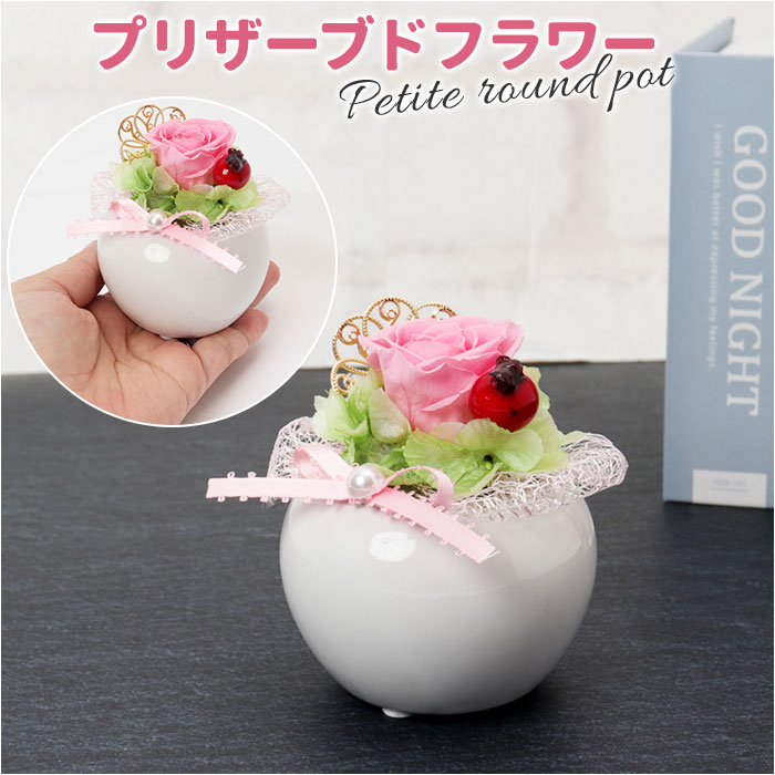 プリザーブドフラワー ミニサイズ 通販 プティラウンドポット アーティフィシャルフラワー アレンジ  ...