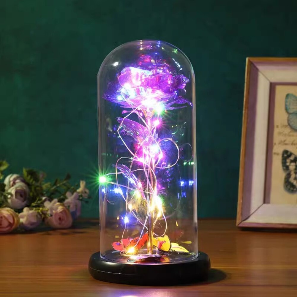 LEDライト付き紫色のバラのインテリア LEDライト付き紫色のバラのインテリア LEDライト付き紫色のバラの