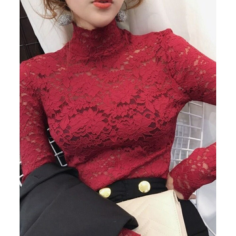 楽天市場】総レース トップス（カラーワインレッド）（トップス