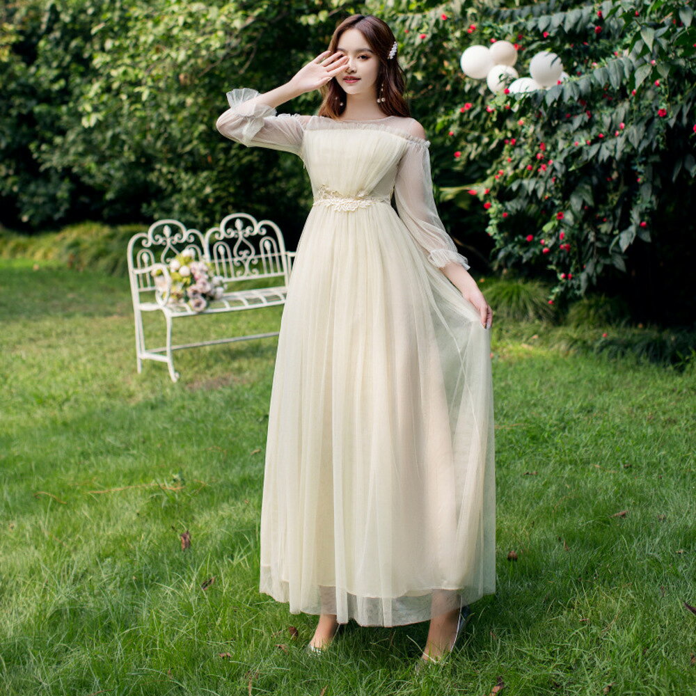 9】スパゲッティロングドレス背中開き ピンクベージュS VOLUPTÉ CURVE
