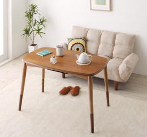 【カラー:ベージュ】ソファ&テーブルセット 高さが変えられる！ 天然木アルダー材高継脚こたつテーブル＆リクライニングカウチソファセット ソファ＆テーブルセット 2P