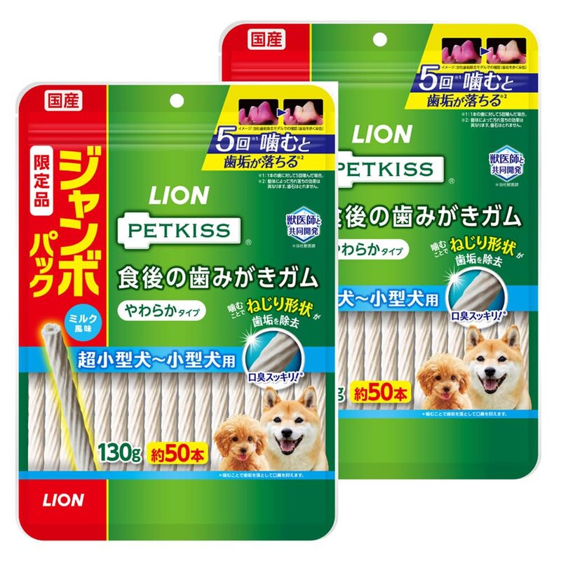 ライオン ペットキッス PETKISS 犬用おやつ 食後の歯みがきガム やわらか ジャンボパック 1 ...