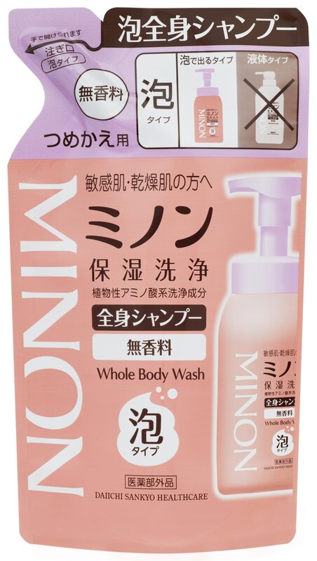 ミノン全身シャンプー泡タイプ つめかえ用 400mL ボディソープ 敏感肌 肌あれ防止 保湿 乾燥対策 弱酸性 低刺激性 【医薬部外品】 @zb badasai-10002956 BADASAI パッケージ画像