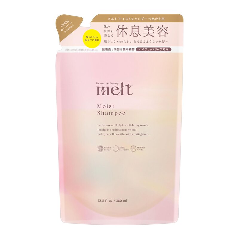 melt メルト モイストシャンプー つめかえ用 380ml 休息美容 マインドフルアロマ ゼラニウム&ミュゲの香り 集中補修ケ badasai-10003012 BADASAI パッケージ画像