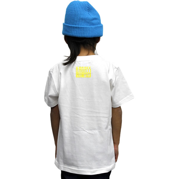 BADASS バダス 5BOX キッズ Tシャツ ホワイト×イエロー 半袖 Tシャツ 子供服 男の子 女の子 スケート ストリート スノーボード ダンス　 スポーツ ストリート系 HIPHOP ダンス 衣装 親子 ペアルック キッズ