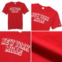 Champion チャンピオン 半袖Tシャツ クルーネック カレッジ キャンパス NEWYORK MILLS レッド コットン Tシャツ グレー ストリート系 メンズ レディース ペアルック アメカジ