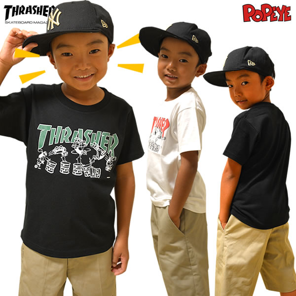 THRASHER スラッシャー 半袖Tシャツ キッズ SPINACH 3COLOR メンズ レディース 大きいサイズ 無地 スウェット すらっしゃー ストリート系 ファッション スケーター スノーボード HIPHOP b系 ダンス 衣装