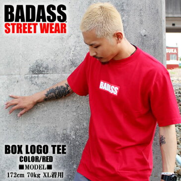 BADASS BOXロゴ ボックスロゴ バダス 半袖 Tシャツ メンズ レディース レッド 赤 メンズ スケート ストリート スノーボード ダンス　メンズ スポーツ ストリート系 HIPHOP ダンス 衣装 ペアルック