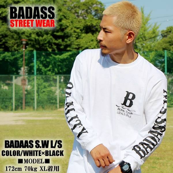 メンズ ファッション トップス 長袖Tシャツ BADASS SW ロンt ホワイト 白当店オリジナルブランド始動！！大量注文OKです！メールにてお問い合わせお待ちいたしています！！