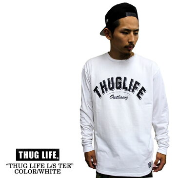 THUGLIFE サグライフ 長袖Tシャツ THUGLIFE アーチロゴ ホワイトオリジナルス B系 HIPHOP アウトロー メンズ ファッション Tシャツ thuglife クルーネック ロンティ 丸首 ロング丈 リブ付き アメカジ 丈夫