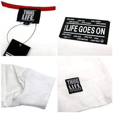 THUGLIFE サグライフ 長袖Tシャツ　LIFE GOSE ON メンズストリートファッション　B系　ダンス 衣装 白×黒 大きいサイズ 2L 3XL THUGLIFE TEE ブラック HIPHOP アウトロー メンズ ファッション Tシャツ thuglife クルーネック ロンティ 丸首 アメカジ