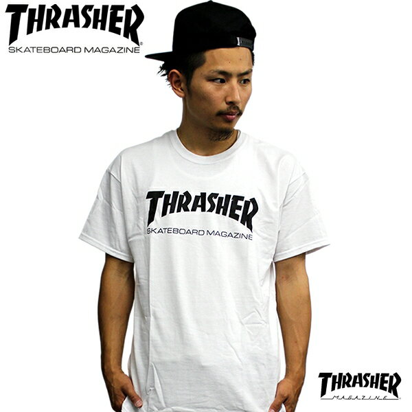 THRASHER スラッシャー 半袖Tシャツ　マグロゴ メンズTシャツ ホワイト USインポート S/S Tシャツ ブラック メンズ レディース 大きいサイズ ブルゾン 無地 スウェット すらっしゃー ストリート系 ファッション スケーター スノーボード HIPHOP b系 ダンス 衣装