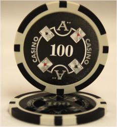 QuattroAssiクアトロアッシー ポーカー チップ  黒＜25枚セット＞—　カジノ チップ 、ポーカー チップ　ゲーム用メダル　コイン　クレイチップ