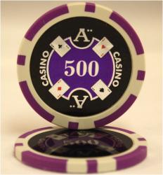 QuattroAssiクアトロアッシーポーカーチップ青紫＜25枚セット＞—ポーカーチップ、カジノ用品　クレイチップ