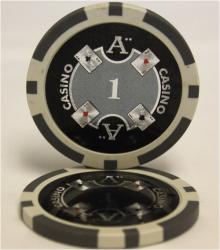   QuattroAssi クアトロアッシー ポーカーチップ  白 ＜25枚セット＞ ポーカー チップ カジノ用品 クレイチップ