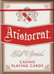 世界中で愛用されている『ARISTOCRAT (アリストクラット)』のトランプです！ アリストクラット　 品質は「Bee」カードと同等に仕上げられながら、生産コストを抑えて製作された一品です。 ■サイズ：63mm×88mm（ポーカーサイズ） ■紙製（エンボス加工：◎有り） ■U.S.P.C社製