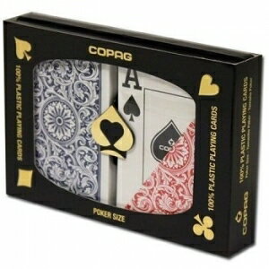 トランプ ポーカー プラスチック COPAG コパッグ 1546 JI （ ジャンボ フェイス ）レッド ＆ ブルー ［ ポーカー サイズ ］ ポーカートーナメント テキサスホールデム トランプ プラスチック カード