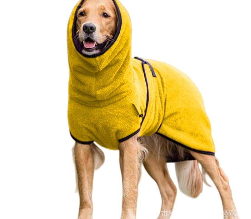 BADUS犬用バスローブタオル、大型犬用バスローブ、柔らかく、調節可能、ペット用速...