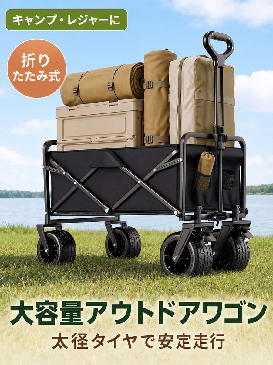アウトドアワゴンは、キャンプ、ピクニック、車中泊、屋外レジャーで使いやすいBADUS のアウトドア用品です。アウトドアワゴン、キャリーワゴン、折りたたみワゴン、大容量、折りたたみ式、荷物運搬、キャンプカート、持ち運びやすいを重視する方に向いています。持ち運びやすさ、収納しやすさ、屋外での扱いやすさを意識した仕様で、ソロキャンプからファミリーキャンプまで幅広く使えます。使用前にサイズ、付属品、設置場所を確認し、強風や不安定な場所では安全に注意してご使用ください。